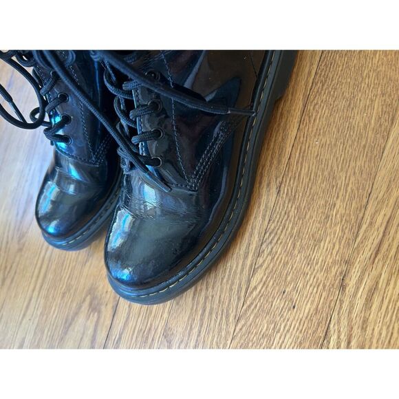 Dr. Martens 1460 Y Combat Boots Unisex Black Patent Leather Side Zip Size M5/L6 - Picture 10 of 10
